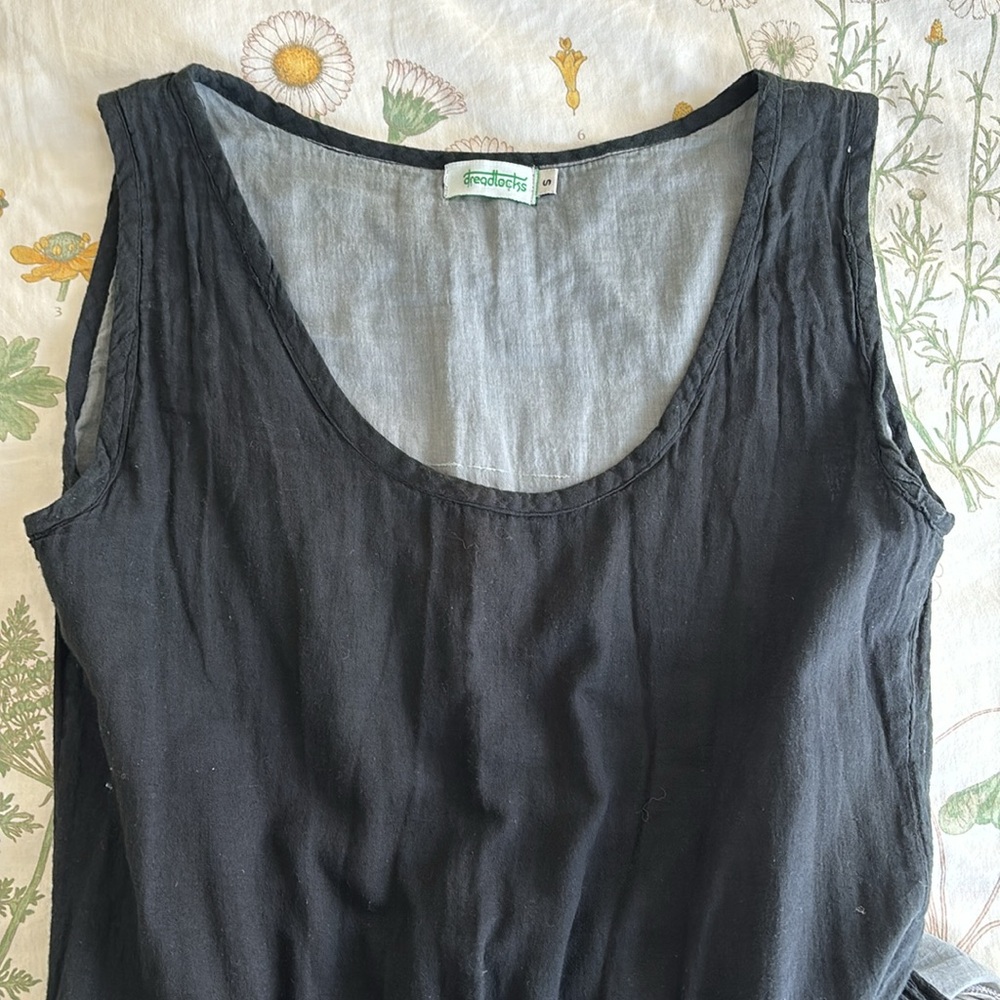 Dreadlocks Boho Asymmetrical Black and Grey Lightweight Cotton Dress - Picture 3 of 6